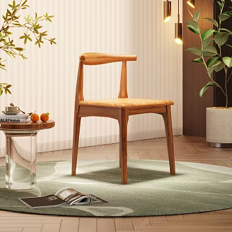 Nordic Dining Chair Leisure Chair Solid Wood Chair Book Chair 3d model