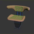 Orange Public Chair with Armrests Padded Seat Backrest and Metal Base Design
