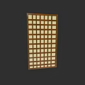 Wooden Sliding Door With Grid Pattern Brown Frame And Beige Panels