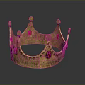 Elegant Golden Crown Headwear with Red Gemstones and Intricate Carvings