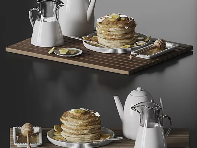 Modern Tableware Decoration Cake Food Milk 3d model