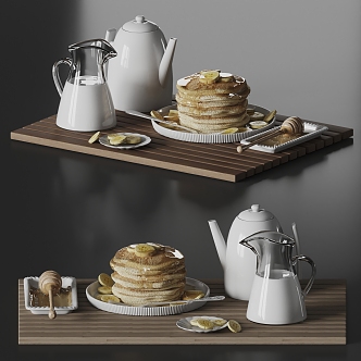 Modern Tableware Decoration Cake Food Milk 3d model