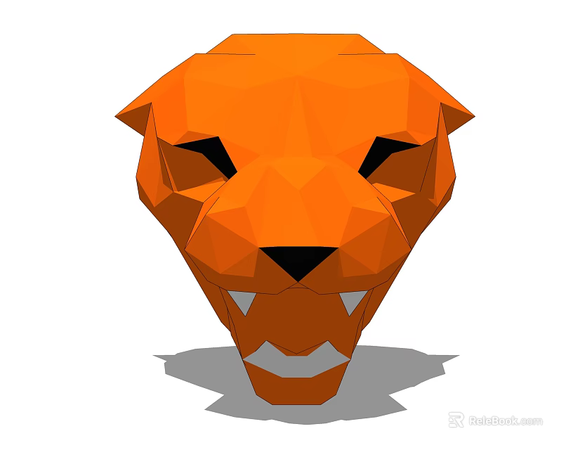 Stylish Orange Low Poly Lion Head Wall Decor For Modern Home 3d model