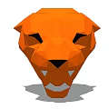 Stylish Orange Low Poly Lion Head Wall Decor For Modern Home 3d model