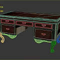 Classic Traditional Wooden Desk With Carved Legs And Multiple Drawers