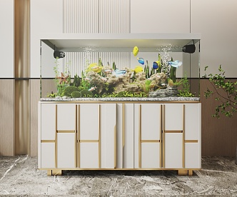 Modern Fish Tank Glass Fish Tank Aquarium Display Cabinet Side Cabinet 3d model