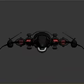 Futuristic Sci-Fi Black Spaceship With Sleek Design Blue Red Lights And Multiple Engines