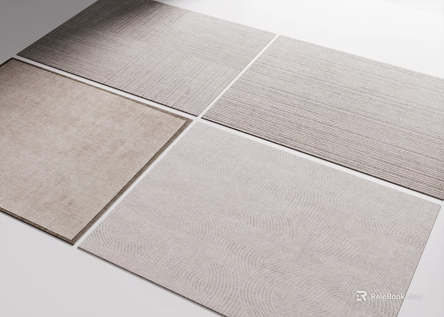 Minimalist Square Rugs In Neutral Tones And Textures 3d model 