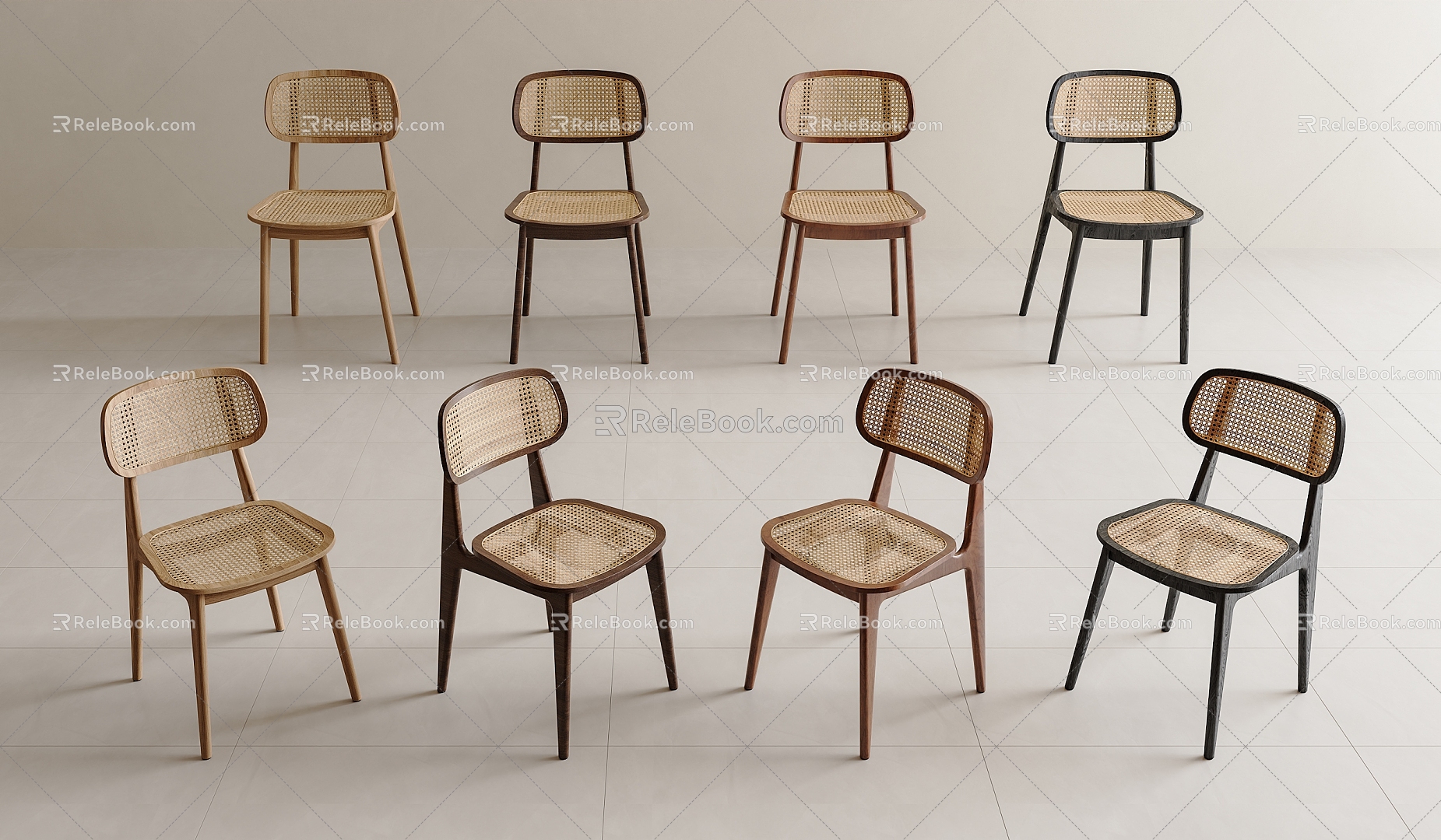 Quiet Rattan Dining Chair Rattan Chair Leisure Chair Quiet Rattan Chair Antique Chair Single Chair 3d model