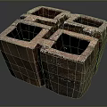 Rustic Geometric Cube Sculpture With Four Square Compartments And Textured Surface