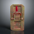 Vintage Rusty Metal Mechanical Component With Red Handle And Mounting Holes
