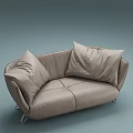 Beige Leather Two Seater Sofa With Rivet Details And Soft Cushions
