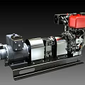 Diesel Generator Engine With Red Fuel Tank Silver Metal Casing And Heavy Duty Base Frame