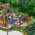 Enchanting Fairy Tale Garden With Castle Forest Mushrooms Slide And Pumpkin Decorations
