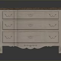 Classic White Wooden Chest of Drawers With Carved Details And Curved Legs