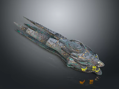 Futuristic Cosmic Spaceship With Detailed Mechanical Structure And Glowing Accents For Interstellar Exploration 3d model