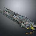 Futuristic Cosmic Spaceship With Detailed Mechanical Structure And Glowing Accents For Interstellar Exploration