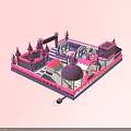 Castle Themed Playground Design With Towers Slides Arches And Decorative Spires