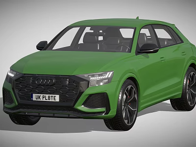 Green Audi SUV With UK Plate And Sporty Exterior Design 3d model