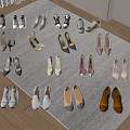 Diverse Women's Shoes Collection With Heels Flats Sneakers And Casual Styles On Gray Carpet