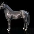 Detailed Black Horse Model Standing Elegantly On Black Background Surface