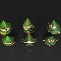Cartoon Zongzi Characters Wrapped In Green Bamboo Leaves With Cute Expressions