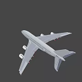 White Commercial Passenger Airplane with Four Engines Wings Tail and Landing Gear in Flight