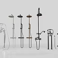 Various Modern Shower Fixtures With Different Design Styles And Features On 3d model