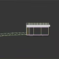 Cartoon Scene Featuring Colorful Platform Staircase Bridge Railings And White Roof