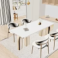 Cozy Modern Dining Room With Oval Table Light Chairs White Flower Vase And Decorations