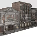 Vintage Urban Street Scene Model With Regal Theatre And Multi Story Brick Buildings
