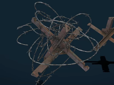 Public Safety Facility Equipped With Barbed Wire And Metal Frames For Protection 3d model