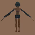 Fantasy Blue Haired Female Character With Feathered Wings And Clawed Feet
