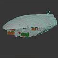 Futuristic Spaceship 3D Model With White Textured Surface And Colorful Blocks