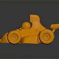 Orange 3D Racing Car Model With Streamlined Design And Rear Wing