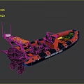 Red And Black High Speed Rescue Boat With Seats Console And Antenna Equipment