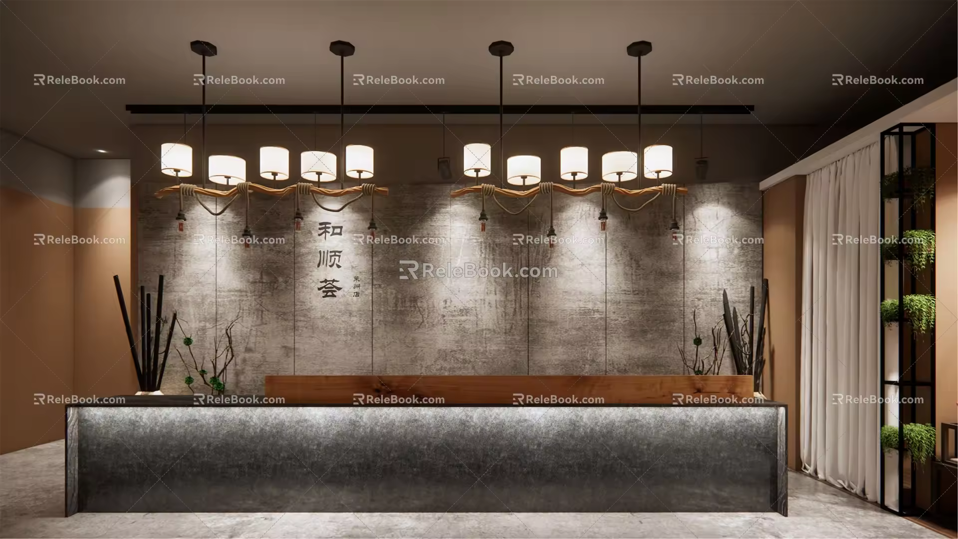 New Chinese Front Desk 3d model