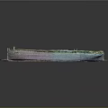 Wooden Shipwreck Model Display With Green Purple Hull And Rocky Wave Base