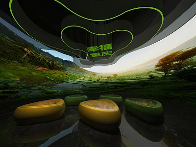 Scenic Chongqing Natural View With Oval Seats And Guitar Shaped Structure 3d model