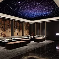 Luxurious KTV Interior With Starry Sky Ceiling Comfortable Sofas And Coffee Tables 3d model