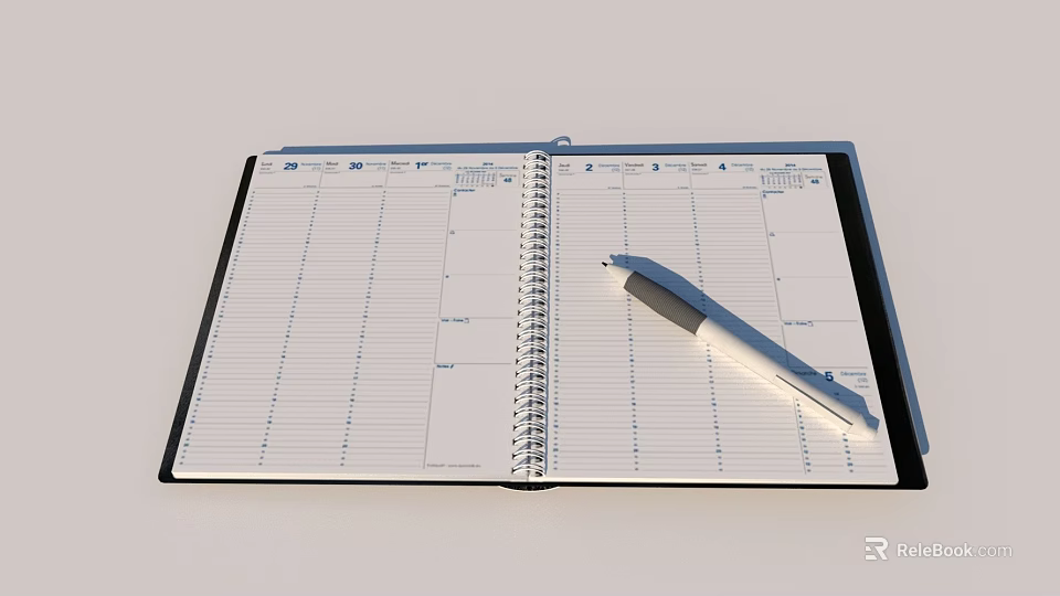 Desk With Open Planner Pen And Calendar Pages For Daily Organization 3d model 