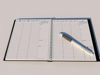 Desk With Open Planner Pen And Calendar Pages For Daily Organization 3d model