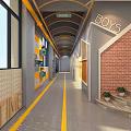 Modern aisle promenade 3d model