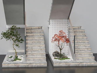 Modern staircase landscape 3d model