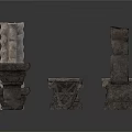 Stone Pillar Bases And Blocks Various Shapes 3D Rendered Components 3d model