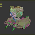 Detailed Green Robotic Character Featuring Tracked Base Metallic Arms And Sensor Head 3d model