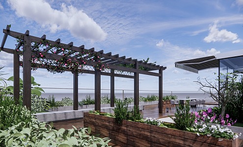 Modern Garden Roof Garden Landscape 3d model