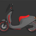 Modern Electric Scooter with Gray Frame Red Seat and Transparent Windshield 3d model
