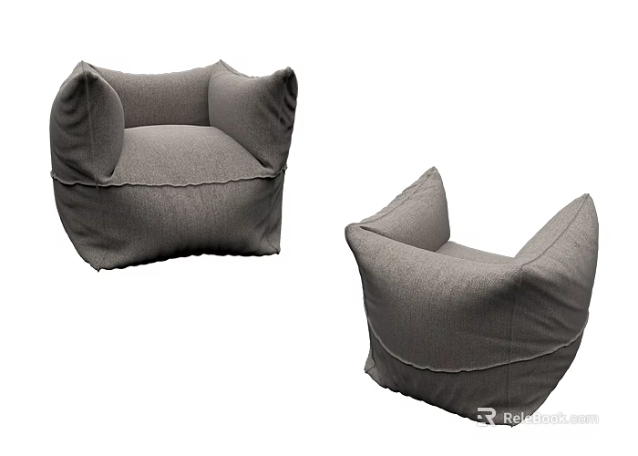 Modern Gray Fabric Single Sofa With Cozy Armrest And Comfortable Design 3d model 
