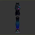 Futuristic Techwear Suit Design With Neon Purple Blue Gradient And Glowing Details Front Back Views